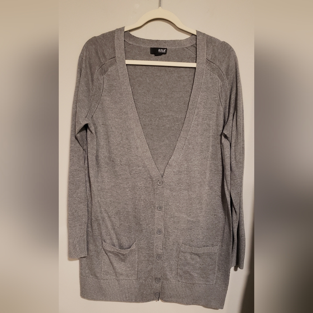 Gray V-Neck Cardigan Sweater